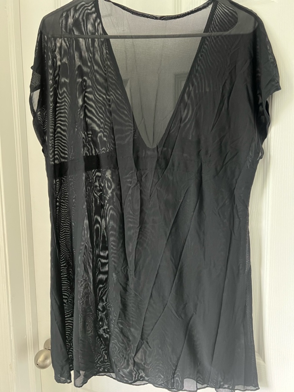 Sheer Black V-Neck Women's Swim Coverup - Picture 3 of 4
